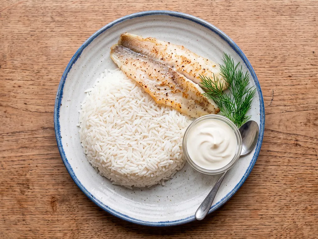 Минтай с рисом